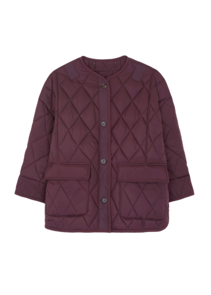 The Frankie Shop Teddy Quilted Jacket - Burgundy - Oversized Minimalist Jackets in Red - Shop at Luxury Shoes 