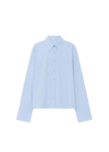 The Frankie Shop Tila Wide Sleeve Shirt - Light Blue - Oversized Minimalist Tops in Blue - Shop at Luxury Shoes 