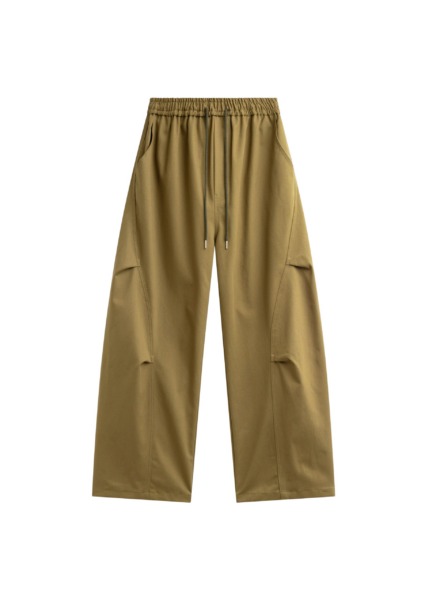 The Frankie Shop Tulsa Curved Pants - Dark Olive - Oversized Minimalist Pants in Green - Shop at Luxury Shoes 