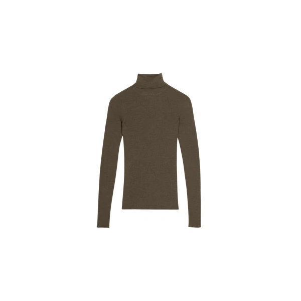 The Frankie Shop Utica Thin Turtleneck Sweater - Olive - Oversized Minimalist Knitwear in Green - Shop at Luxury Shoes 