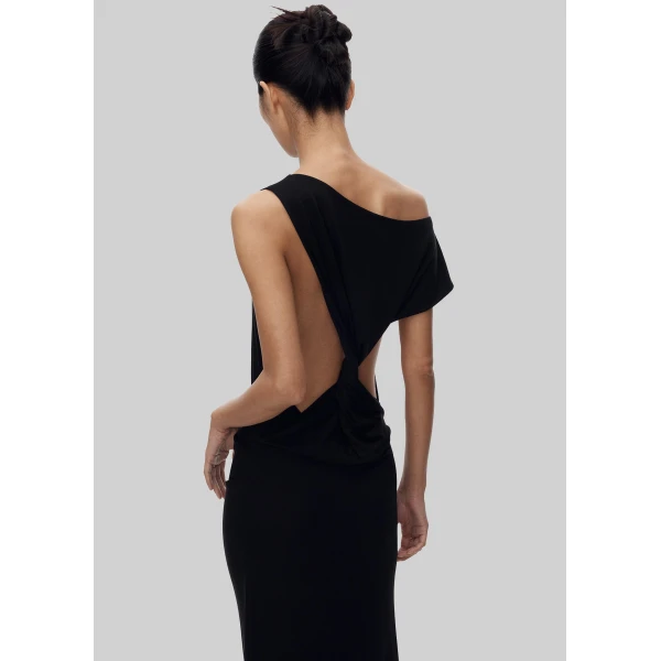 The Frankie Shop Varena Twisted Cut-Out Maxi Dress - Black - Oversized Minimalist Dresses in Black - Shop at Luxury Shoes 