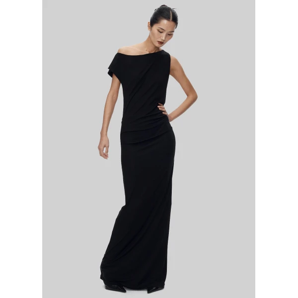 The Frankie Shop Varena Twisted Cut-Out Maxi Dress - Black - Oversized Minimalist Dresses in Black - Shop at Luxury Shoes 