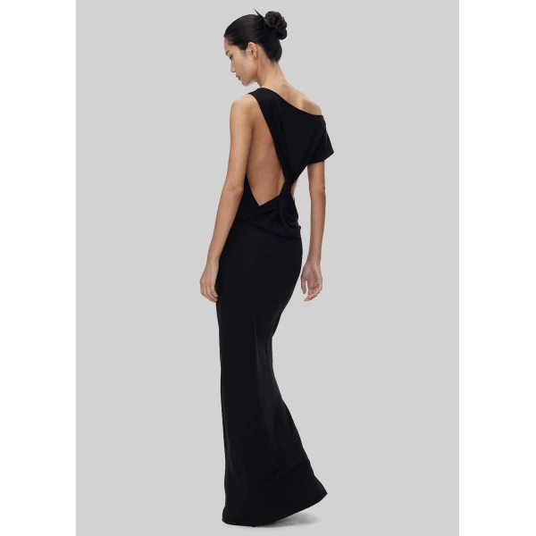 The Frankie Shop Varena Twisted Cut-Out Maxi Dress - Black - Oversized Minimalist Dresses in Black - Shop at Luxury Shoes 