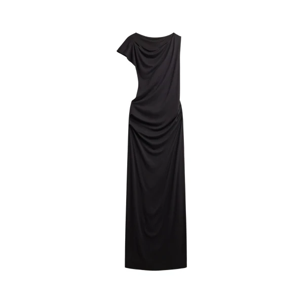 The Frankie Shop Varena Twisted Cut-Out Maxi Dress - Black - Oversized Minimalist Dresses in Black - Shop at Luxury Shoes 