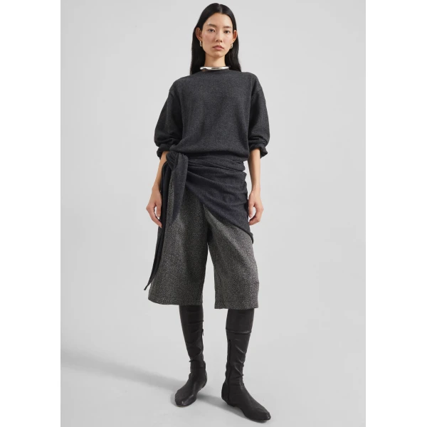 The Frankie Shop Vermont Scarf Sweater - Charcoal - Oversized Minimalist Knitwear in Grey - Shop at Luxury Shoes 