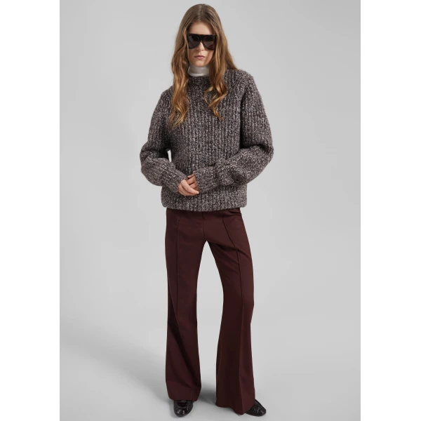 The Frankie Shop Vezia Chunky Knit Sweater - Brown Melange - Oversized Minimalist Knitwear in Beige - Shop at Luxury Shoes 