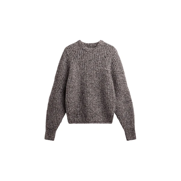 The Frankie Shop Vezia Chunky Knit Sweater - Brown Melange - Oversized Minimalist Knitwear in Beige - Shop at Luxury Shoes 