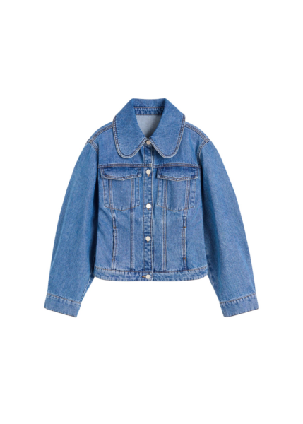 The Frankie Shop Villies Jacket - Mid Denim Blue - Oversized Minimalist Jackets in Blue - Shop at Luxury Shoes 