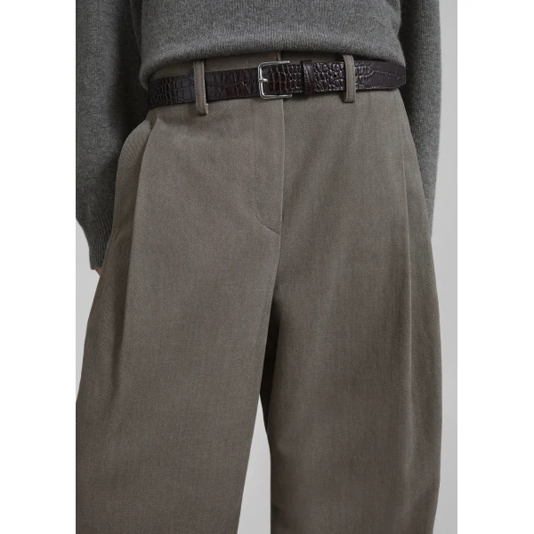 The Frankie Shop Vora Barrel Leg Pants - Grey - Oversized Minimalist Pants in Grey - Shop at Luxury Shoes 