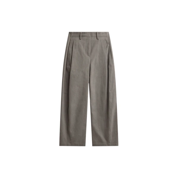 The Frankie Shop Vora Barrel Leg Pants - Grey - Oversized Minimalist Pants in Grey - Shop at Luxury Shoes 