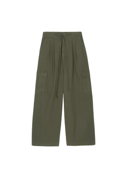 The Frankie Shop Wandle Cargo Pants - Khaki - Oversized Minimalist Pants in Green - Shop at Luxury Shoes 