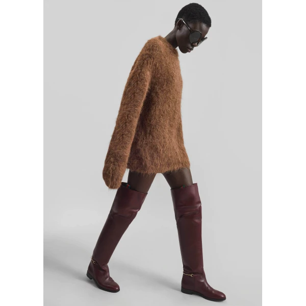 The Frankie Shop Willy Alpaca Knit Sweater - Dark Taupe - Oversized Minimalist Knitwear in Beige - Shop at Luxury Shoes 