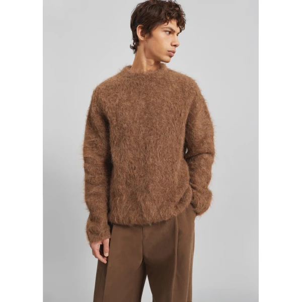 The Frankie Shop Willy Alpaca Knit Sweater - Dark Taupe - Oversized Minimalist Knitwear in Beige - Shop at Luxury Shoes 