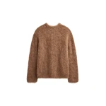 The Frankie Shop Willy Alpaca Knit Sweater - Dark Taupe - Oversized Minimalist Knitwear in Beige - Shop at Luxury Shoes 