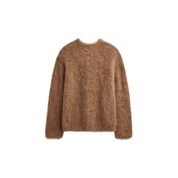 The Frankie Shop Willy Alpaca Knit Sweater - Dark Taupe - Oversized Minimalist Knitwear in Beige - Shop at Luxury Shoes 