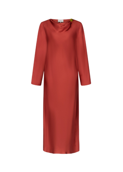The Frankie Shop Zoya Silk Twill Dress - Red - Oversized Minimalist Dresses in Red - Shop at Luxury Shoes 