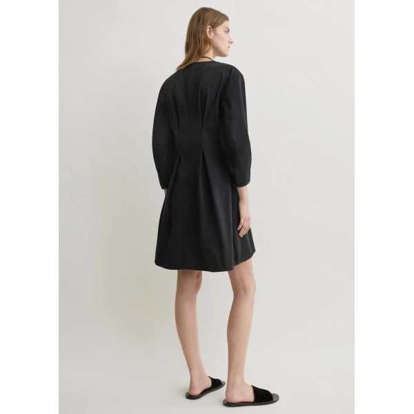 Totême Balloon Sleeve Cotton Dress Black - Dresses - Scandinavian Minimalist Luxury at Luxury Shoes 