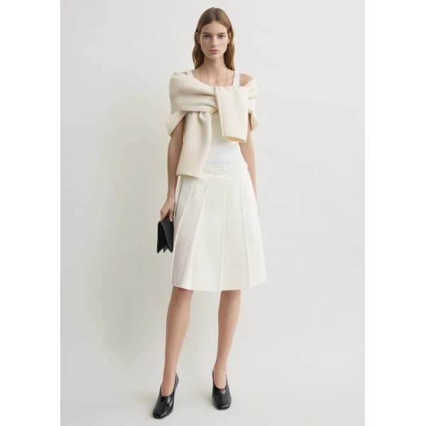 Totême Beaded Pleat Skirt White - Skirts - Scandinavian Minimalist Luxury at Luxury Shoes 