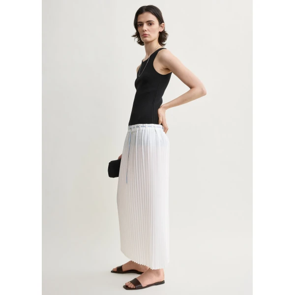 Totême Belted Pleated Skirt White - Skirts - Scandinavian Minimalist Luxury at Luxury Shoes 
