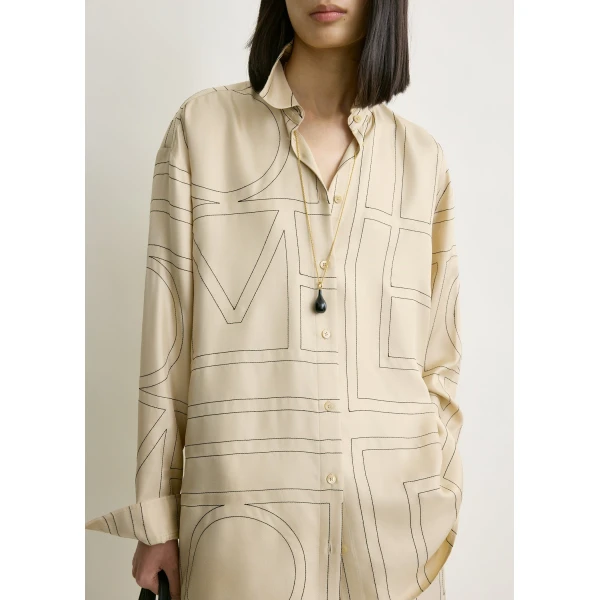 Totême Classic Embroidered Shirt Ivory - Tops - Scandinavian Minimalist Luxury at Luxury Shoes 