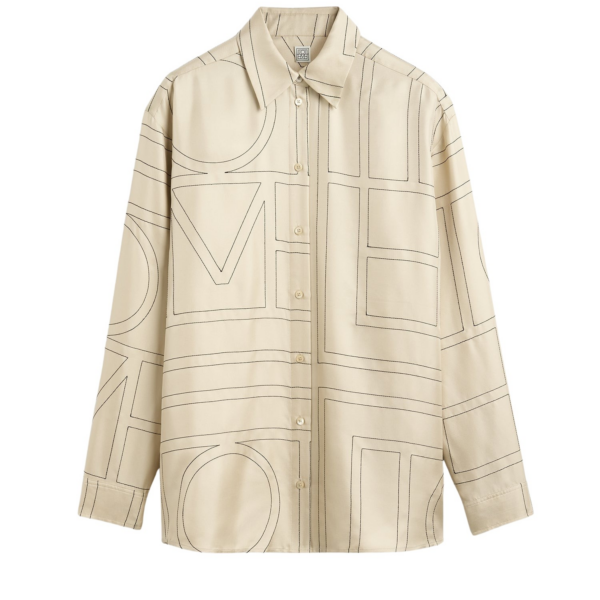 Totême Classic Embroidered Shirt Ivory - Tops - Scandinavian Minimalist Luxury at Luxury Shoes 