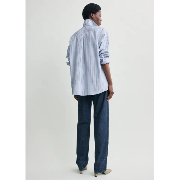 Totême Classic Stripe Shirt Ice/Azure - Tops - Scandinavian Minimalist Luxury at Luxury Shoes 
