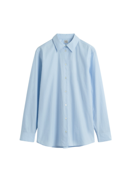 Totême Classic Tumbled Shirt Sky - Tops - Scandinavian Minimalist Luxury at Luxury Shoes 