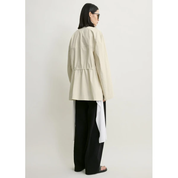 Totême Collared Drawstring Jacket Oyster - Jackets - Scandinavian Minimalist Luxury at Luxury Shoes 
