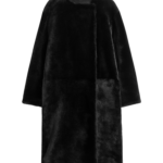 Totême Collarless Shearling Coat Black - Coats - Scandinavian Minimalist Luxury at Luxury Shoes 