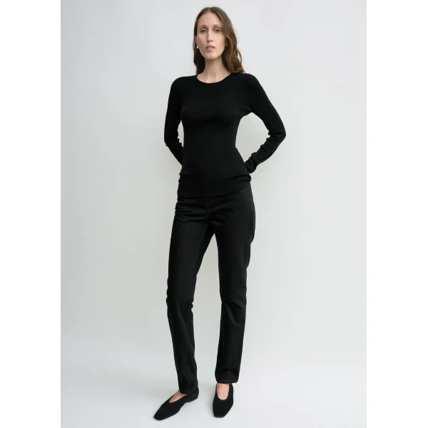 Totême Compact Cotton Top Black - Tops - Scandinavian Minimalist Luxury at Luxury Shoes 