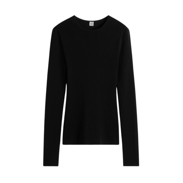 Totême Compact Cotton Top Black - Tops - Scandinavian Minimalist Luxury at Luxury Shoes 