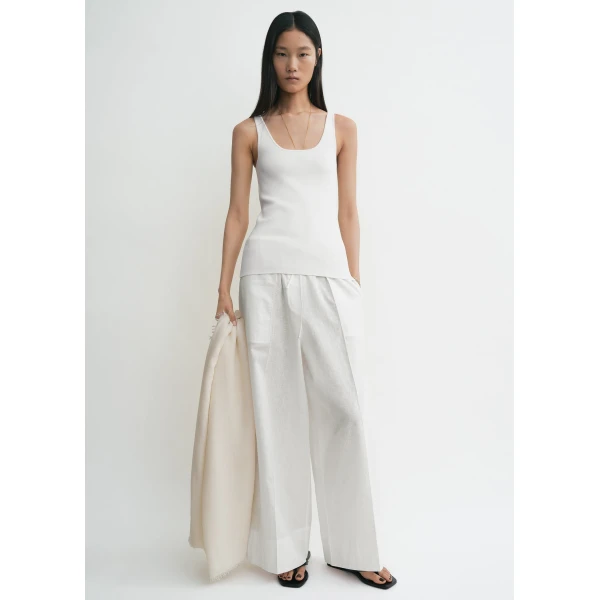 Totême Compact Knit Tank White - Tops - Scandinavian Minimalist Luxury at Luxury Shoes 