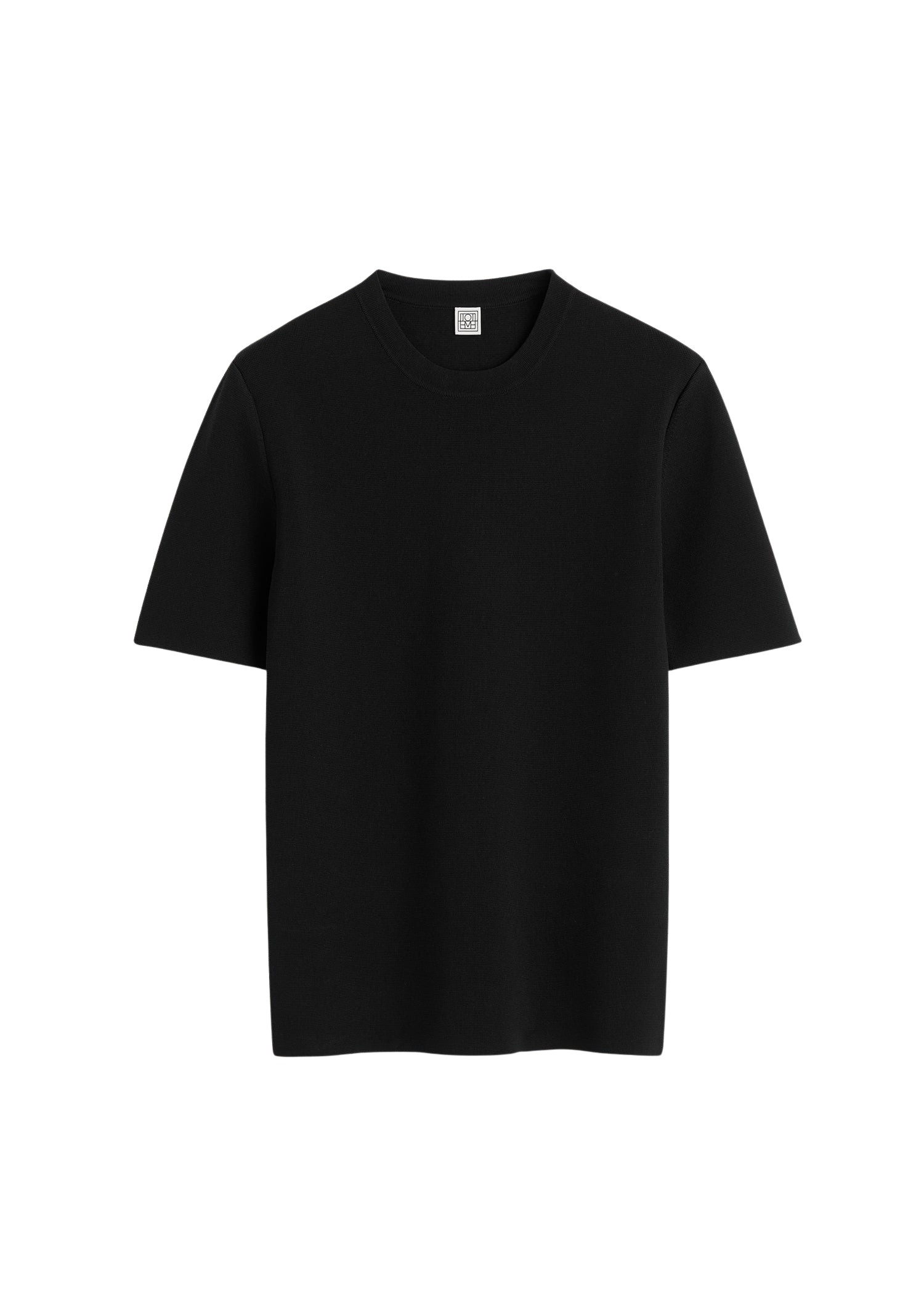 Toteme-Compact-Knit-Tee-Black72767_nobg Totême Compact Knit Tee Black - Tops - Scandinavian Minimalist Luxury at Luxury Shoes