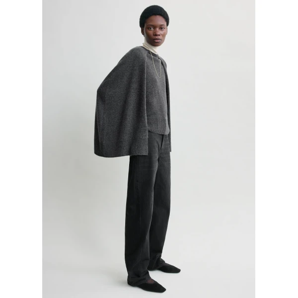 Totême Crew Cape Knit Dark Grey - Knitwear - Scandinavian Minimalist Luxury at Luxury Shoes 