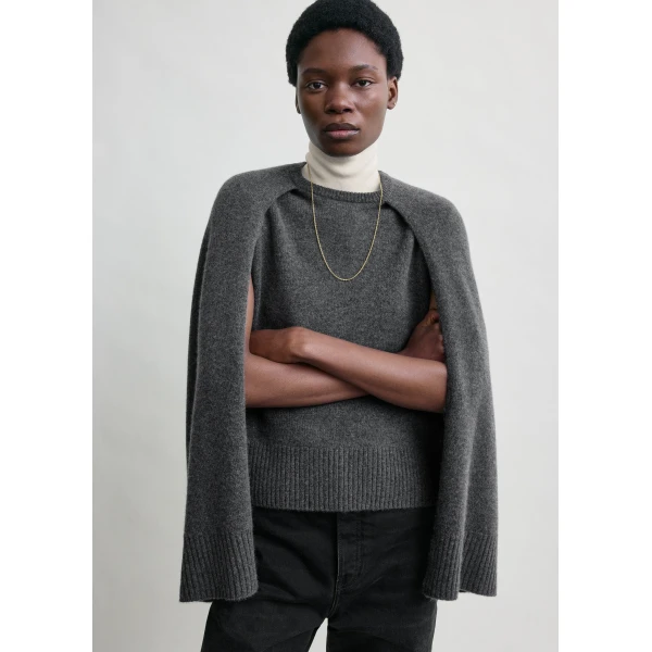 Totême Crew Cape Knit Dark Grey - Knitwear - Scandinavian Minimalist Luxury at Luxury Shoes 