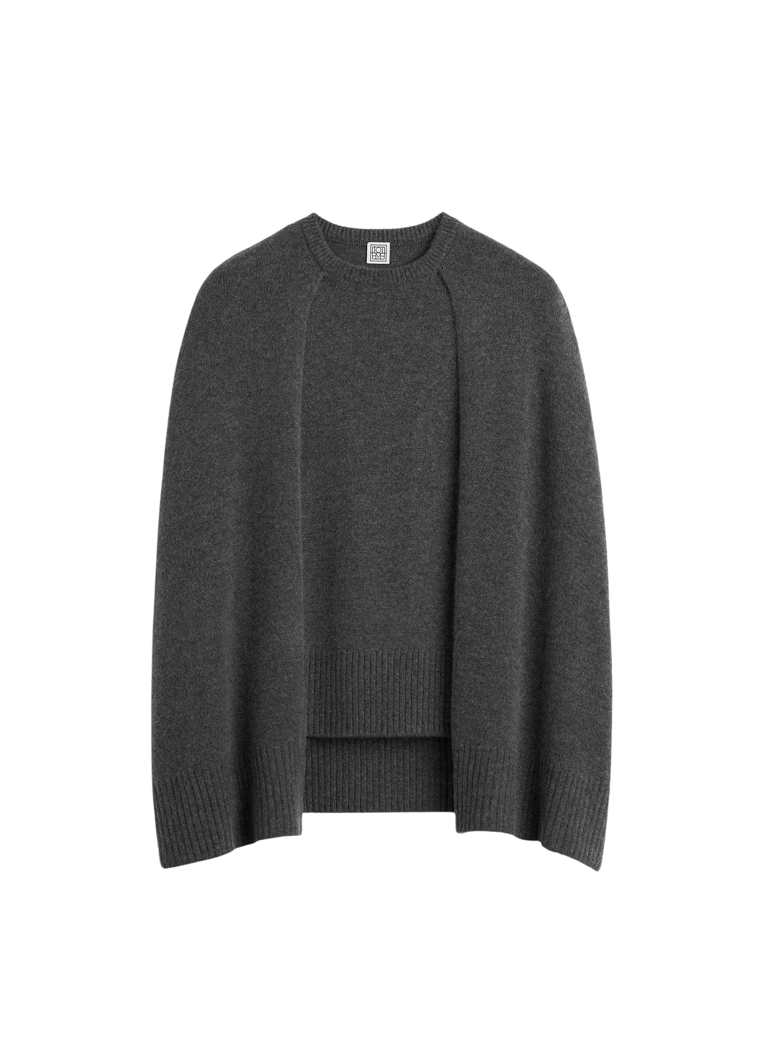 Toteme-Crew-Cape-Knit-Dark-Grey78868_nobg Totême Crew Cape Knit Dark Grey - Knitwear - Scandinavian Minimalist Luxury at Luxury Shoes