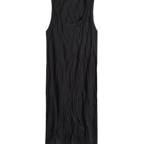 Totême Crinkled Cotton Tank Dress Black - Dresses - Scandinavian Minimalist Luxury at Luxury Shoes 