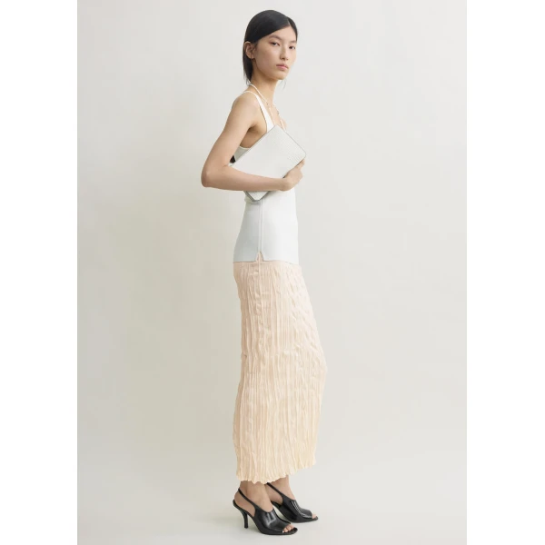Totême Crinkled Knit Skirt Pale Apricot - Skirts - Scandinavian Minimalist Luxury at Luxury Shoes 