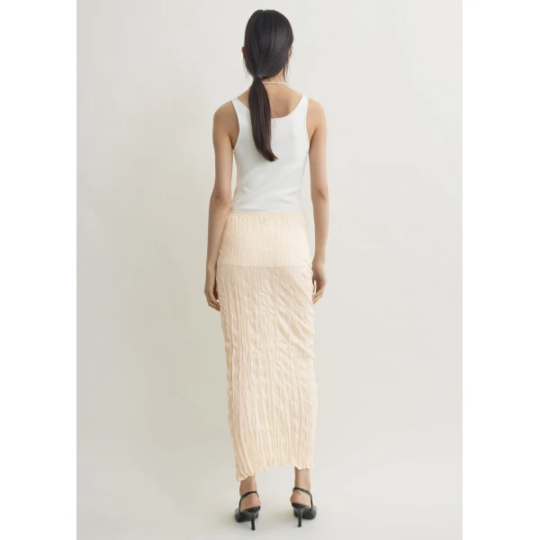 Totême Crinkled Knit Skirt Pale Apricot - Skirts - Scandinavian Minimalist Luxury at Luxury Shoes 