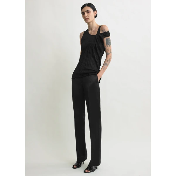 Totême Crinkled Knit Tank Black - Tops - Scandinavian Minimalist Luxury at Luxury Shoes 