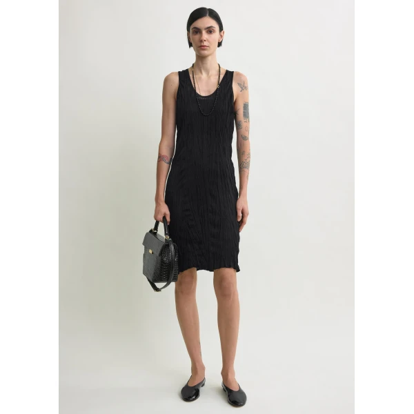 Totême Crinkled Knit Tank Dress Black - Dresses - Scandinavian Minimalist Luxury at Luxury Shoes 