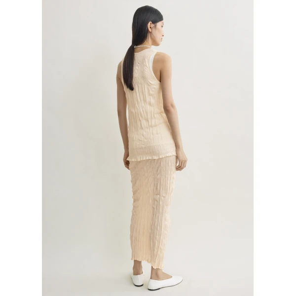 Totême Crinkled Knit Tank Pale Apricot - Tops - Scandinavian Minimalist Luxury at Luxury Shoes 