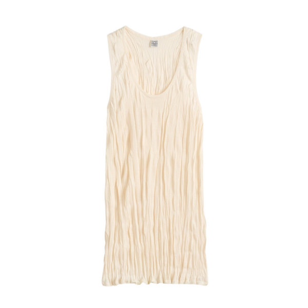 Totême Crinkled Knit Tank Pale Apricot - Tops - Scandinavian Minimalist Luxury at Luxury Shoes 