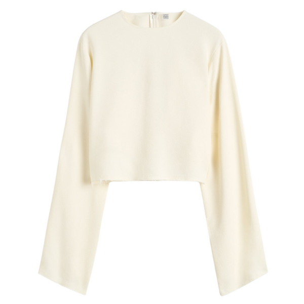 Totême Cropped Sablé Blouse Macadamia - Tops - Scandinavian Minimalist Luxury at Luxury Shoes 