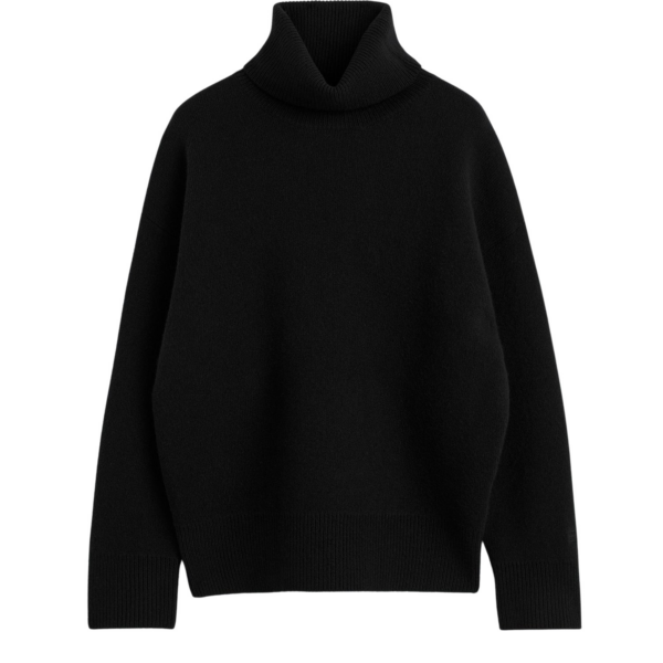 Totême Double-Knit Turtleneck Black - Knitwear - Scandinavian Minimalist Luxury at Luxury Shoes 
