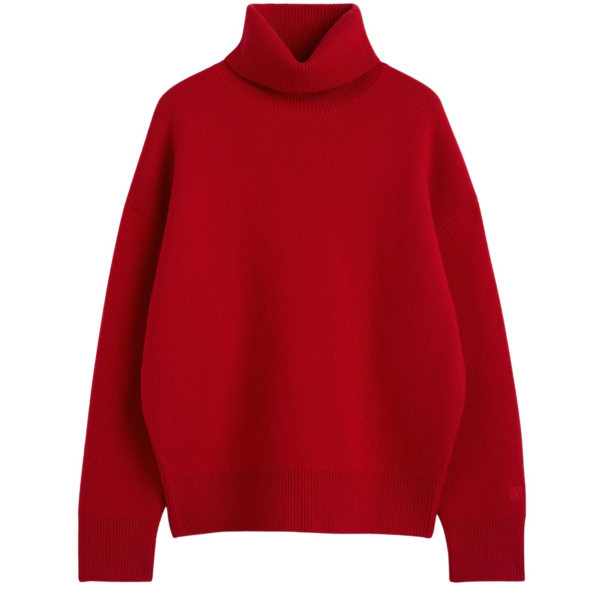 Totême Double-Knit Turtleneck Poppy - Knitwear - Scandinavian Minimalist Luxury at Luxury Shoes 
