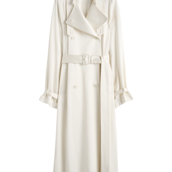 Totême Draped Satin Trench Off-White - Coats - Scandinavian Minimalist Luxury at Luxury Shoes 