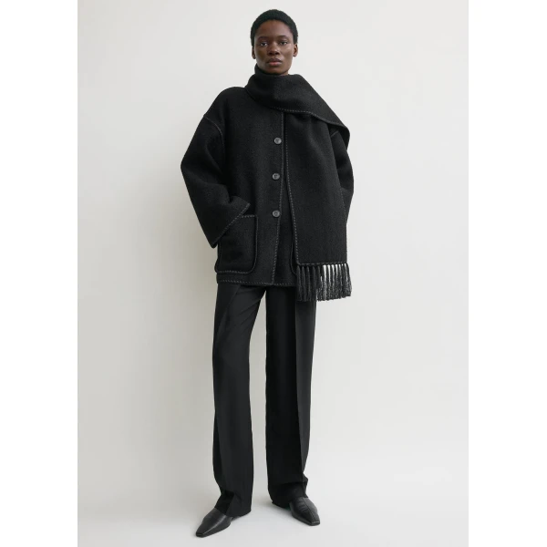 Totême Embroidered Scarf Jacket Black - Jackets - Scandinavian Minimalist Luxury at Luxury Shoes 