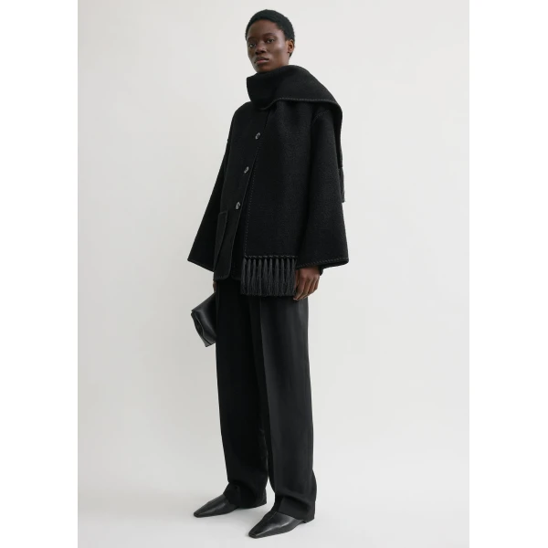 Totême Embroidered Scarf Jacket Black - Jackets - Scandinavian Minimalist Luxury at Luxury Shoes 