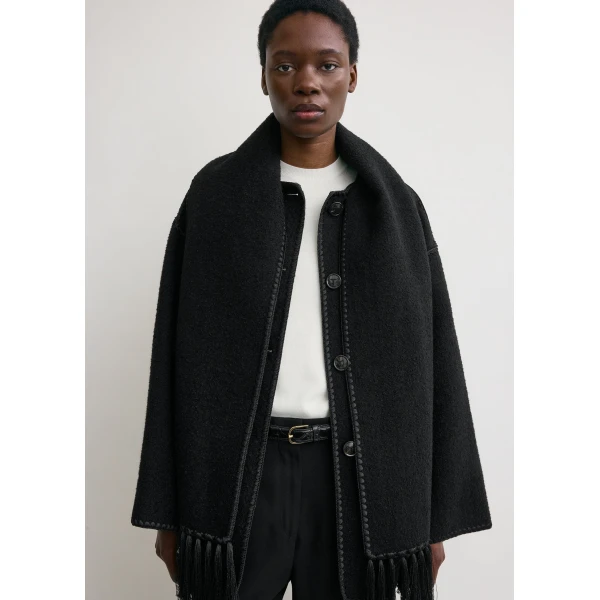 Totême Embroidered Scarf Jacket Black - Jackets - Scandinavian Minimalist Luxury at Luxury Shoes 